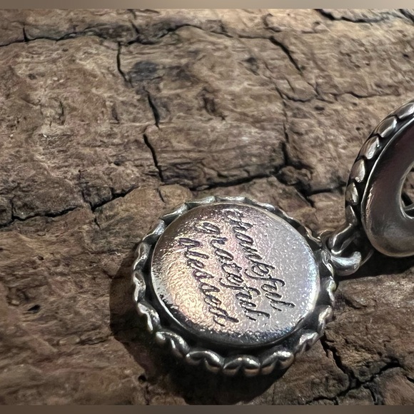 Authentic Pandora Charm Thankful, Grateful, Blessed Dangle Charm, Silver Thanks - Picture 4 of 6